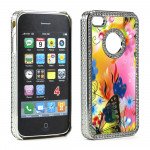 Wholesale iPhone 4 4S  Butterfly Crystal Diamond Chrome Case (Rainbow)